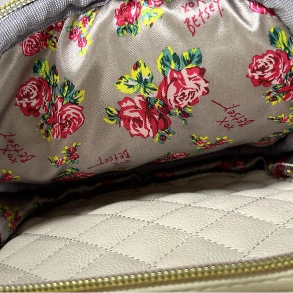 Betsey Johnson Pink White Quilted Cat‎ Heart Small Backpack - Picture 7 of 10